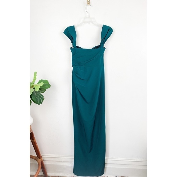 Galina Signature Gem/Dark Green Off the Shoulder Bridesmaid Dress Sz 4 - Picture 6 of 14